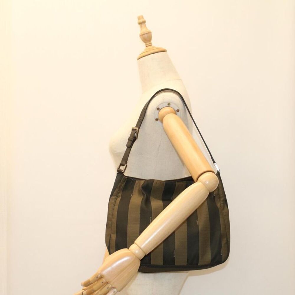 Fendi Pequin Brown Synthetic Shoulder Bag (Pre-Owned) - Picture 7 of 12